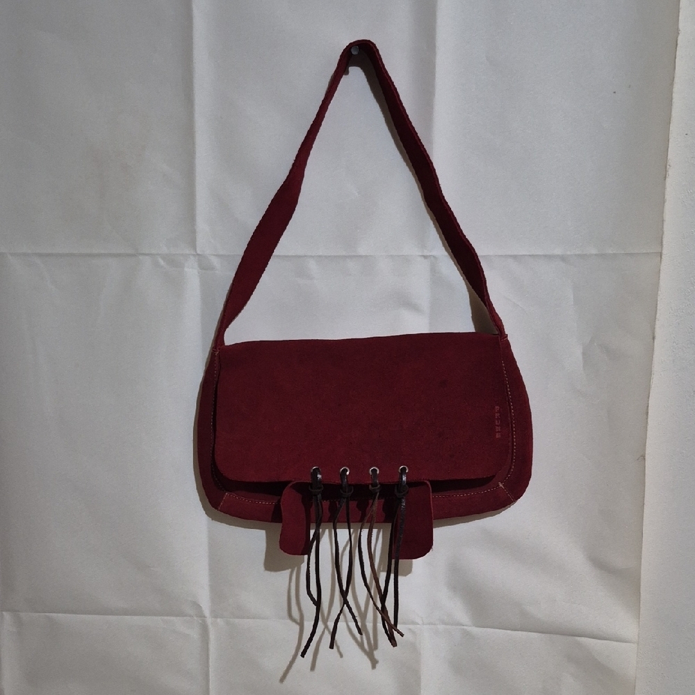 Prune Burgundy Suede Shoulder Bag